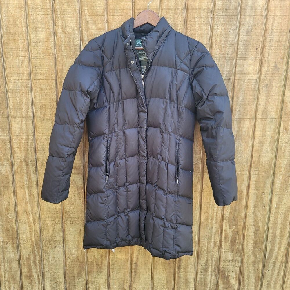 Eddie Bauer Premium Goose Down Quilted Holiday 2007 Black Parka Womens Size S